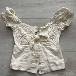 princess polly cream bow front top 0
